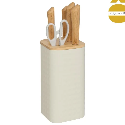 Conjunto de facas com suporte e tesoura