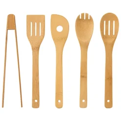 Conjunto de facas e utensílios com suporte em bambu