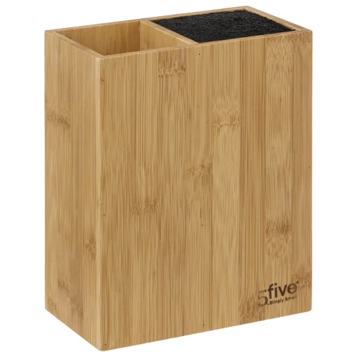 Conjunto de facas e utensílios com suporte em bambu