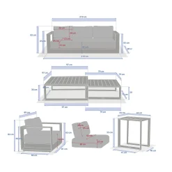 Conjunto de jardim ALLURE avoine lin 5 lugares