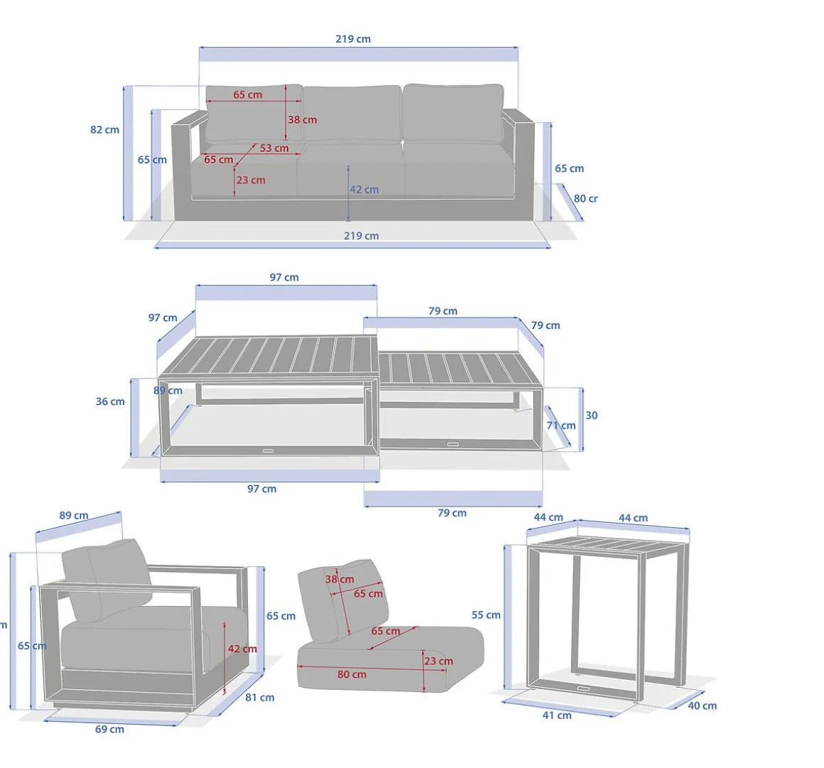 Conjunto de jardim ALLURE cinza escuro