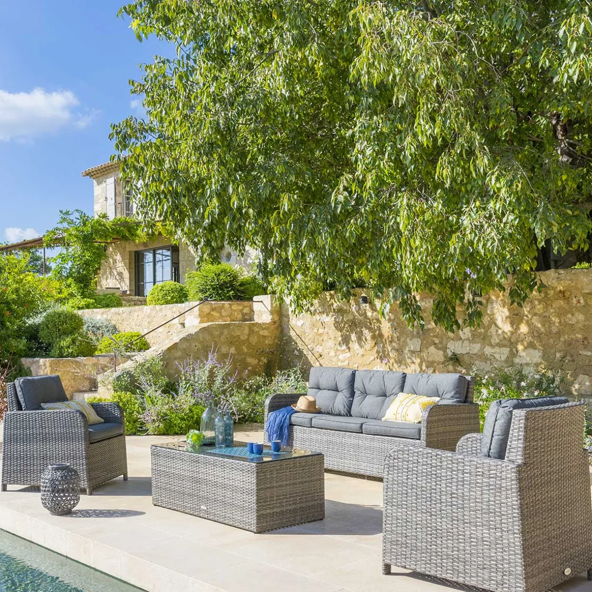 Conjunto de jardim MAYARI TERRE d'ombre em rattan