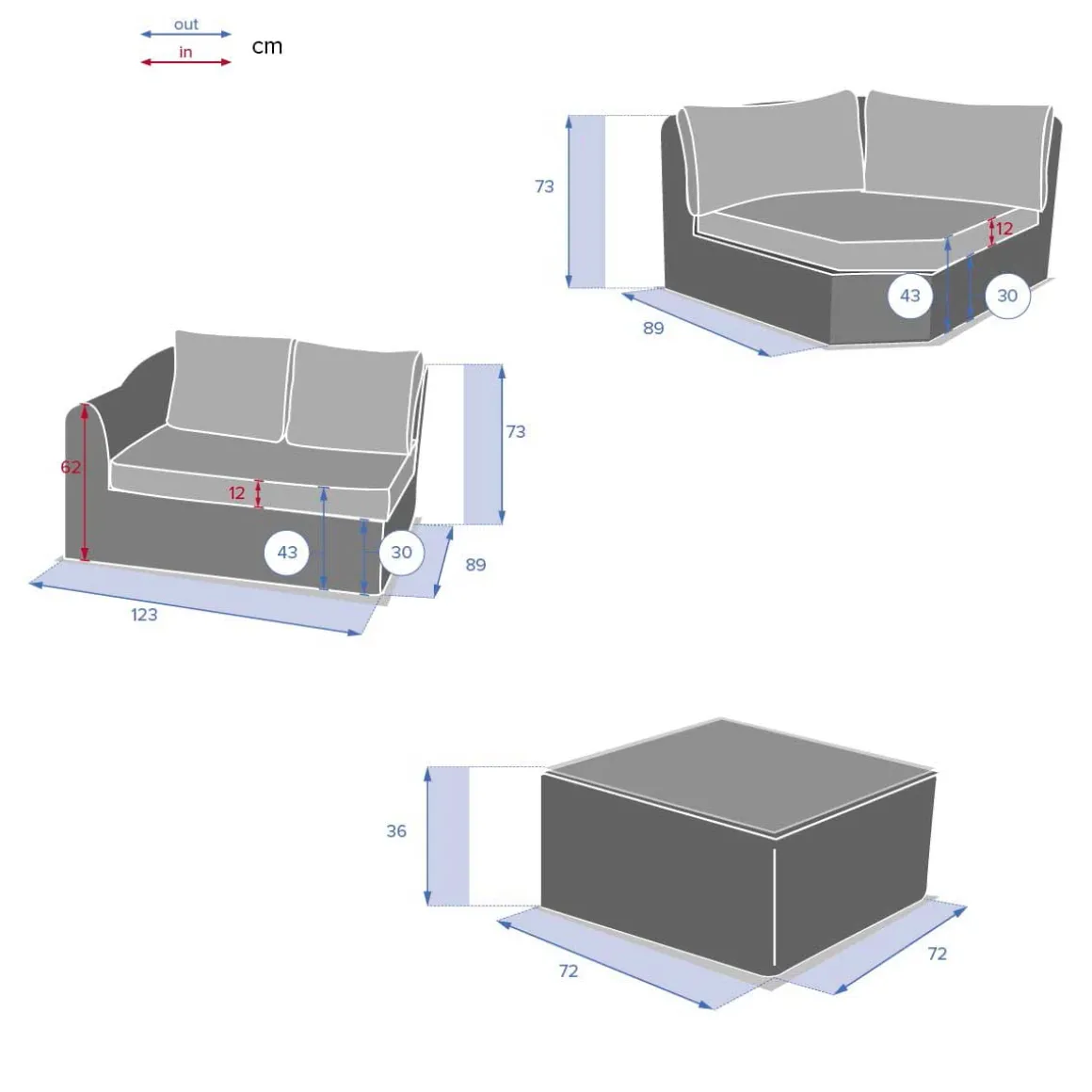 Conjunto de jardim MOORÉA TERRE d'ombre em rattan sintético