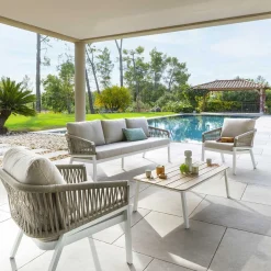 Conjunto de jardim ORIENGO taupe e branco