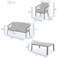 Conjunto de jardim ORIENGO cinza escuro