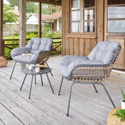 Conjunto de jardim PAOPAO cinza graphite para 2 pessoas