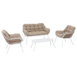 Conjunto de jardim PAOPAO branco para 4 pessoas