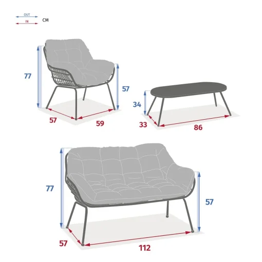Conjunto de jardim PAOPAO branco para 4 pessoas