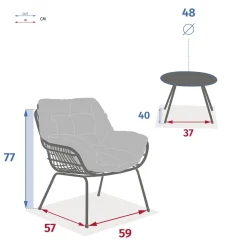 Conjunto de jardim PAOPAO branco para 2 pessoas