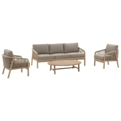 Conjunto de jardim Papouasie taupe em madeira acácia