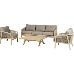 Conjunto de jardim PAPOUASIE taupe em madeira acácia