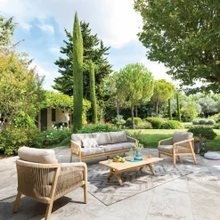 Conjunto de jardim PAPOUASIE taupe em madeira acácia