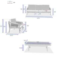 Conjunto de jardim PAPOUASIE taupe em madeira acácia