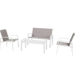 Conjunto de jardim para 4 pessoas ELYN cinza em alumínio