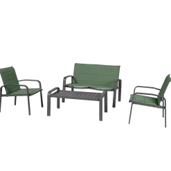 Conjunto de jardim para 4 pessoas ELYN verde em alumínio
