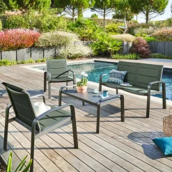 Conjunto de jardim para 4 pessoas ELYN verde em alumínio