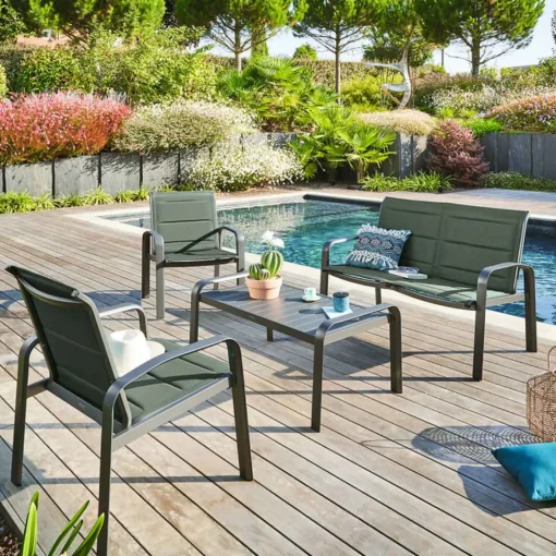 Conjunto de jardim para 4 pessoas ELYN verde em alumínio