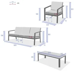 Conjunto de jardim PAVANE cinza graphite