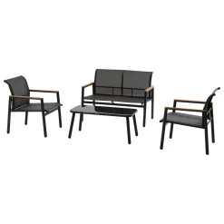 Conjunto de jardim relax 4 lugares cinzento