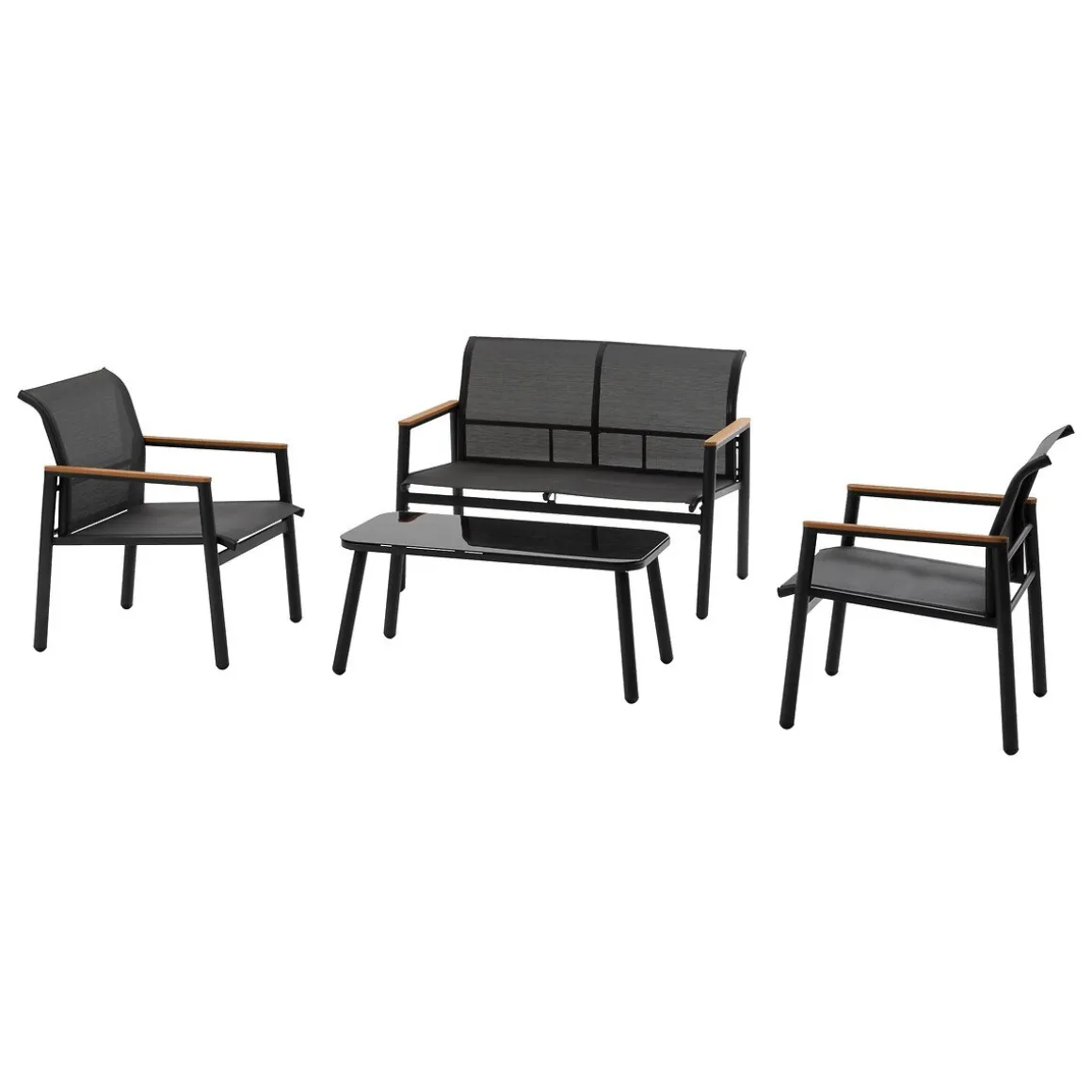 Conjunto de jardim relax 4 lugares cinzento