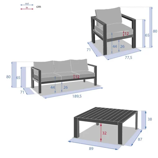 Conjunto de jardim ÉVASION cinza escuro