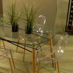 Conjunto de mesa com tampo de vidro e 4 cadeiras VANITY