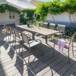 Conjunto de mesa extensível e 6 cadeiras PIAZZA