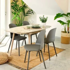 Conjunto de mesa extensível e 4 cadeiras MARMER castanho