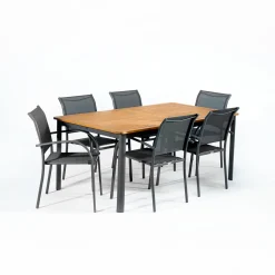 Conjunto de mesa FIELDFARE extensível e 6 cadeiras PIAZZA