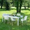Conjunto de mesa PIAZZA extensível e 6 cadeiras OXY brancas