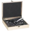 Conjunto de vinicultura com 9 acessórios e caixa de madeira