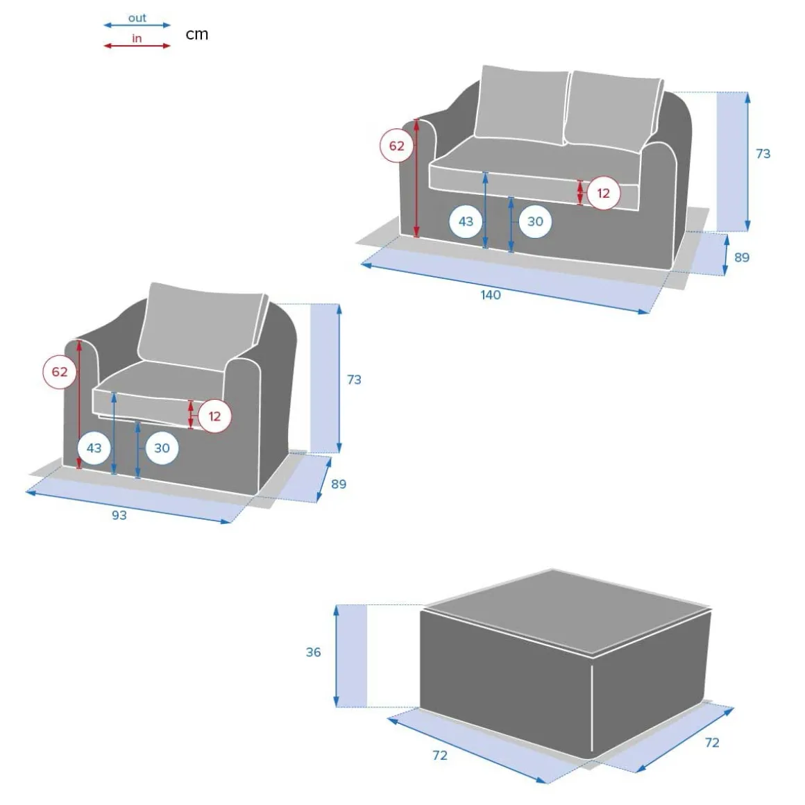 Conjunto MOORÉA terre d'ombre em rattan sintético