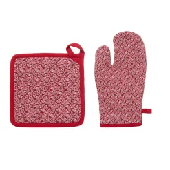 Conjunto pega e luva cozinha vermelho