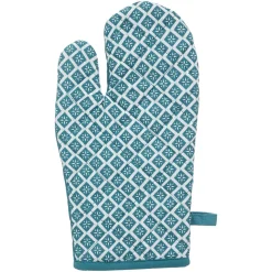 Conjunto pega e luva de cozinha azul