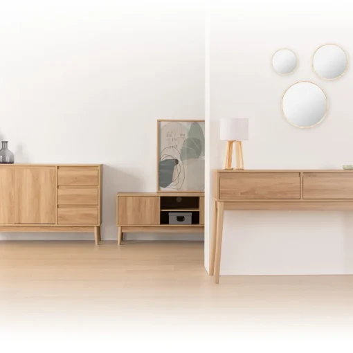 Consola ABANA bege em mdf com 2 gavetas
