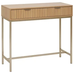 Consola Com 2 Gavetas Em Mdf e Metal Bege Tasso