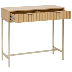Consola Com 2 Gavetas Em Mdf e Metal Bege Tasso