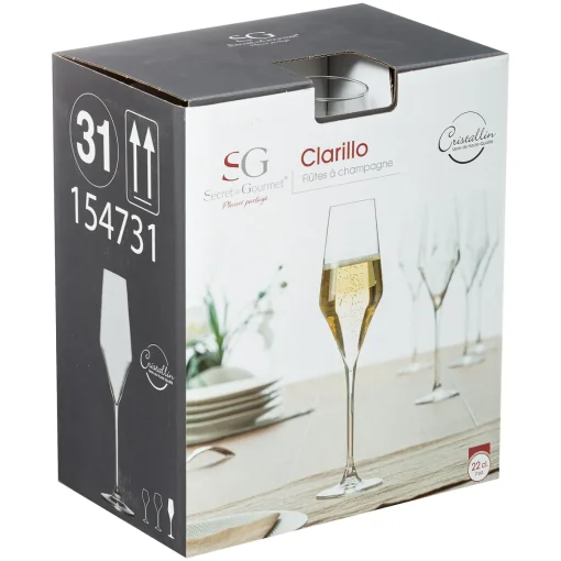 Copo de champanhe de vidro CLARILLO cristalino 22cl