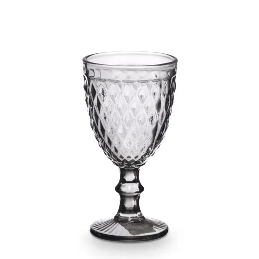 Copo De Água Diamante Cinza Com Pé 34cl