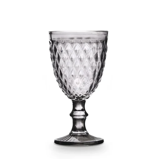 Copo De Água Diamante Cinza Com Pé 34cl