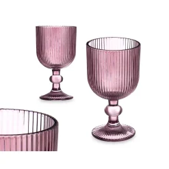 Copo de vinho riscas rosa com pé 26cl