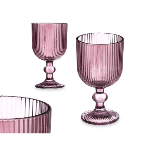 Copo de vinho riscas rosa com pé 26cl