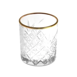 Copo de whisky TIMELESS com beira dourada