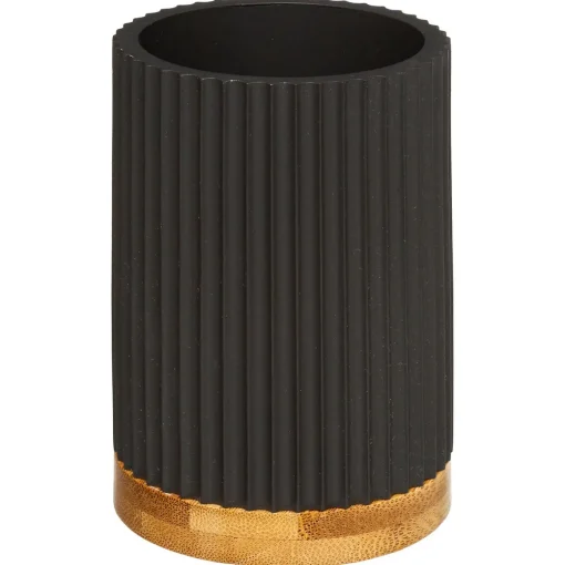 Copo wc NATUREO preto com base em bambu