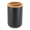 Copo wc preto com tampa em bambu