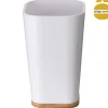 Copo/Saboneteira WC Branco Com Bambu