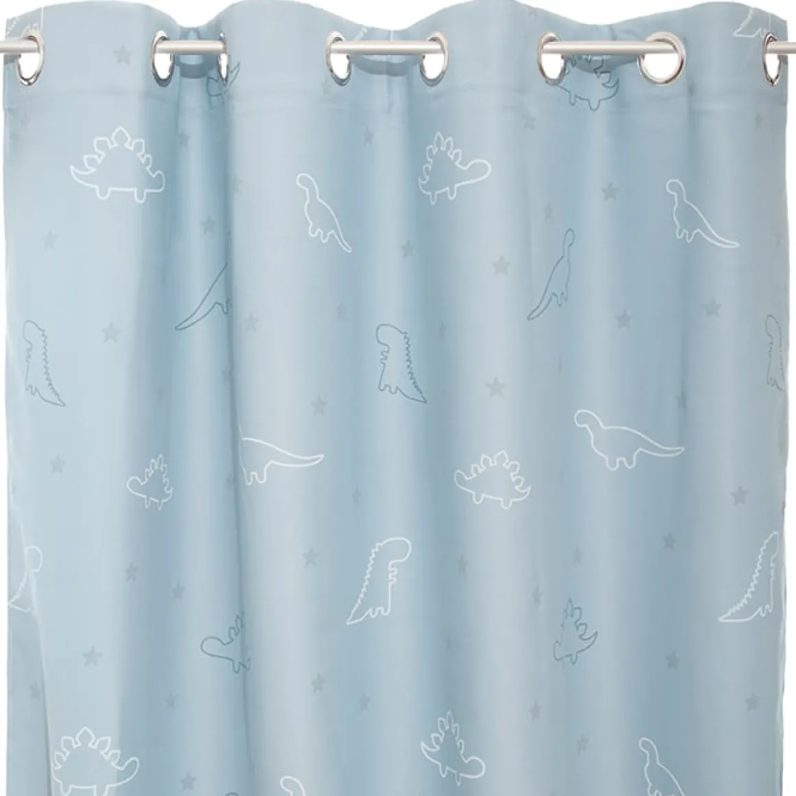 Cortina azul fluorescente com dinossauros 140x260cm