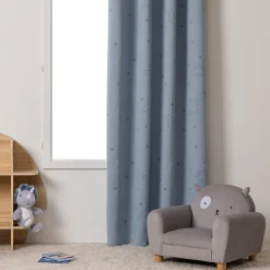 Cortina azul fluorescente com dinossauros 140x260cm