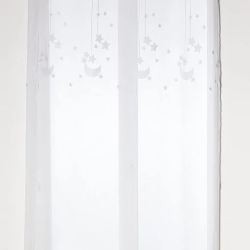 Cortina branca estrelas bordadas 140x240cm