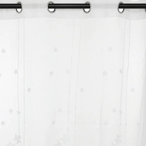 Cortina branca estrelas bordadas 140x240cm